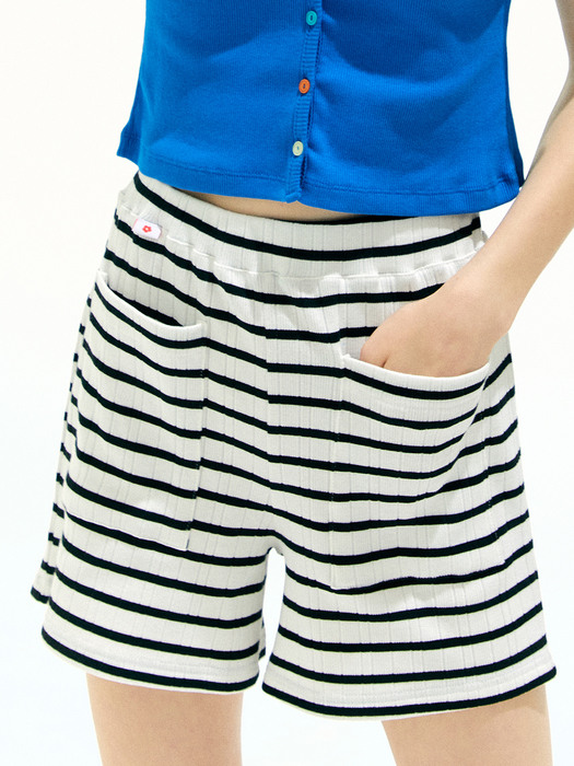 Stripe Banding Shorts_Ivory