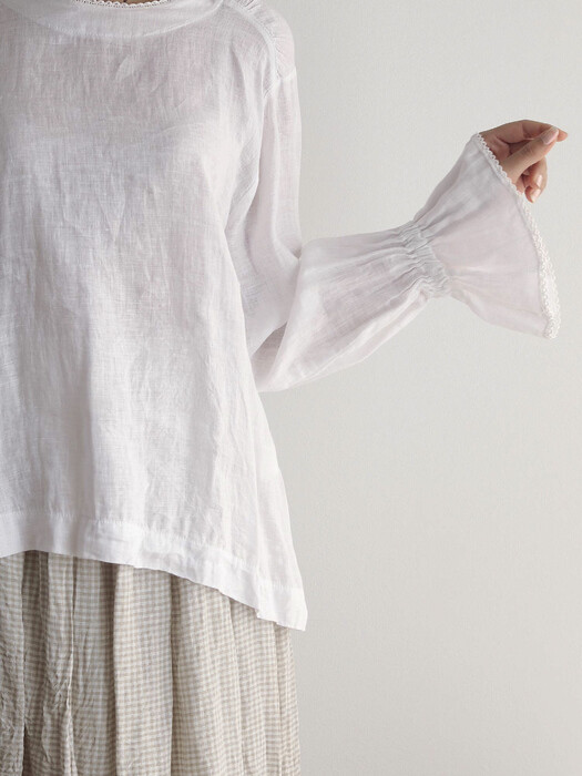 [Euro Linen100%]French linen washer blouse -2color