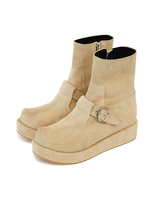 Pointed toe T-bar boots | Soft sand