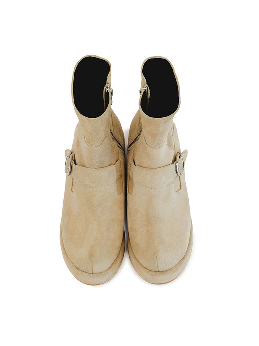 Pointed toe T-bar boots | Soft sand