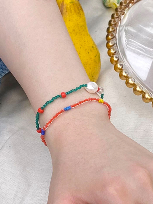 [2SET] DSH101 Green& Orange Beads Bracelet