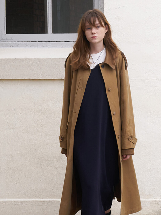 21 Fall_Y Brown Knit Mix Trench Coat 