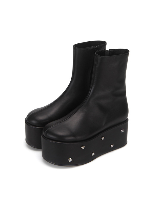 Pebble toe flower platform boots | Black