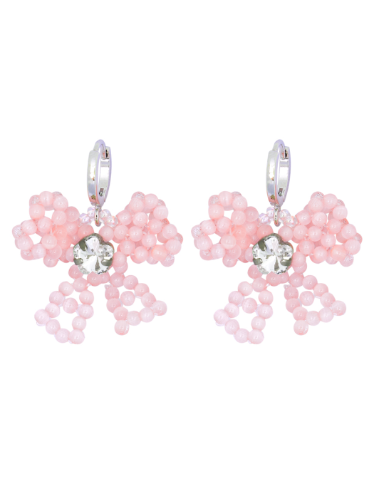 RuRu Ribbon Beads Earrings (Pink)