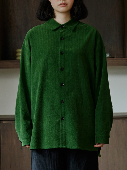 unisex corduroy patch shirts green