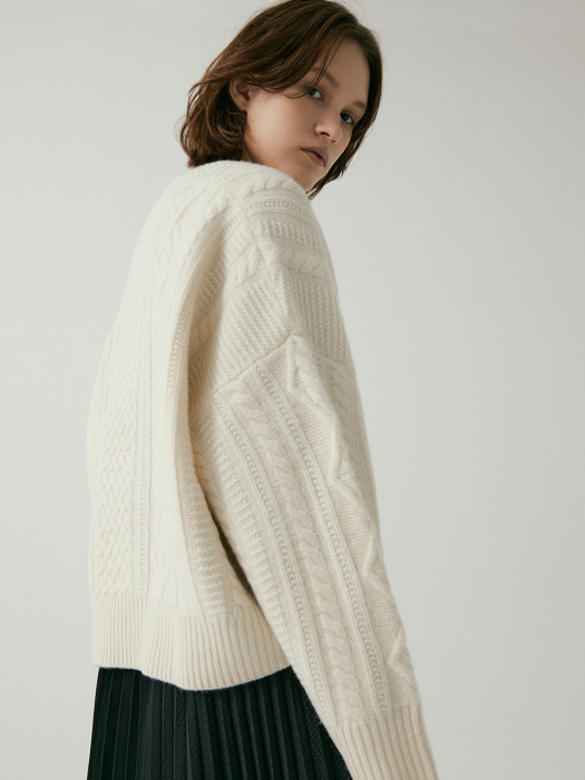 Cashmere Cable Pullover CREAM (JYSW1D940CR)