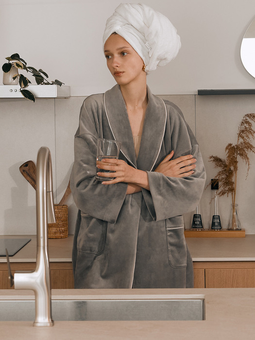 [Comfort] Shawl Collar Velour Robe