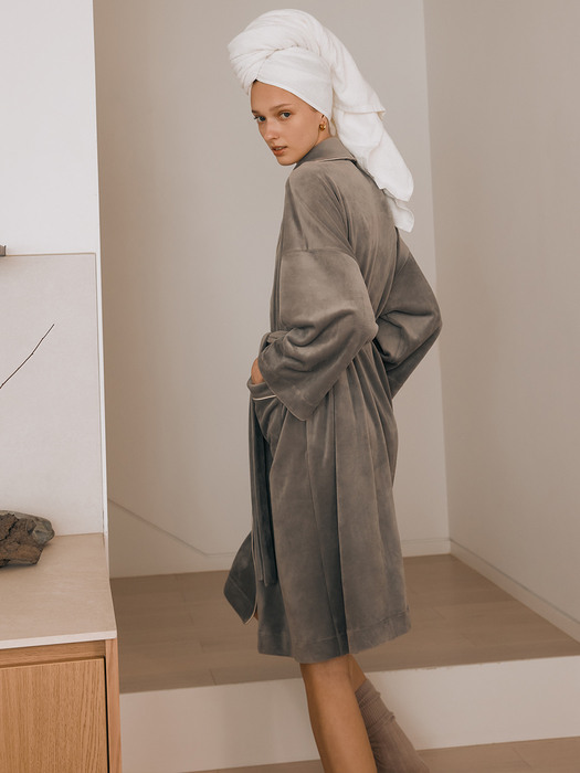 [Comfort] Shawl Collar Velour Robe