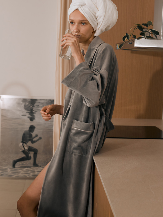 [Comfort] Shawl Collar Velour Robe