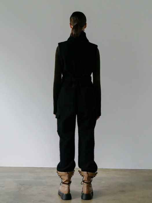 Alpaca Boucle Wool Jump-suit _ black   