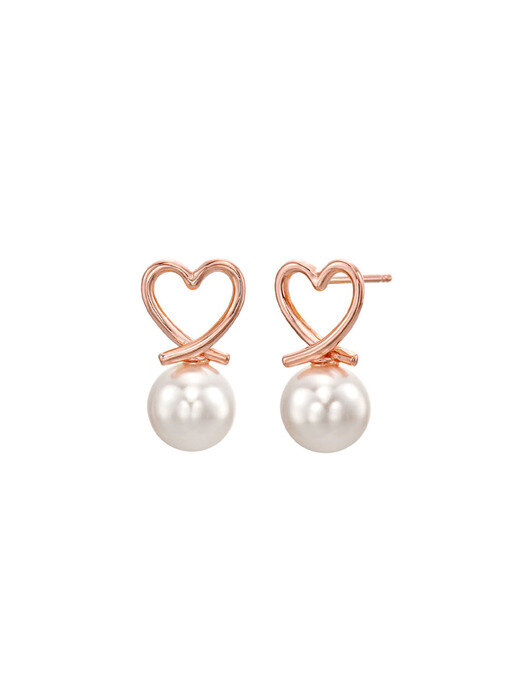 [14K 도금] Heart Pearl Earring