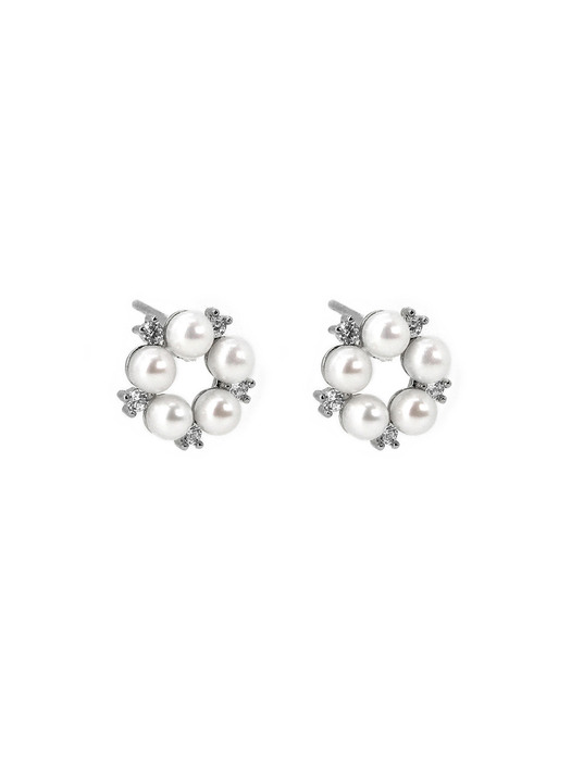 Pearl n Cubic Flower Earring (Silver925)