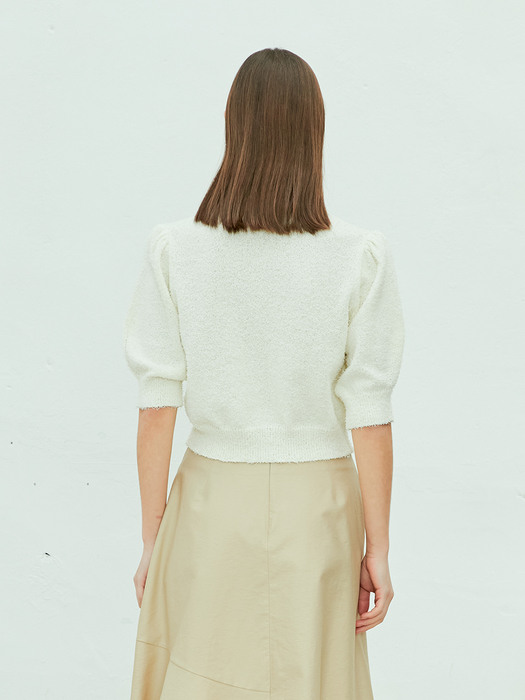 Boucler puff sleeve knit top_IV