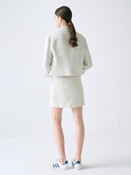 Detachable Collar Tweed Jacket_IVORY