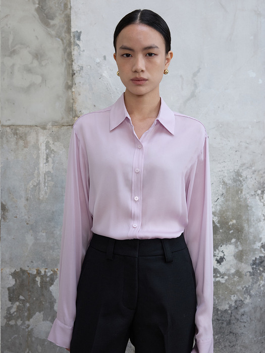 Boyfriend Silk Shirt Lavender