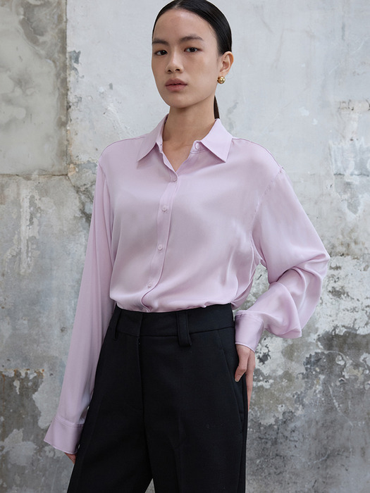 Boyfriend Silk Shirt Lavender