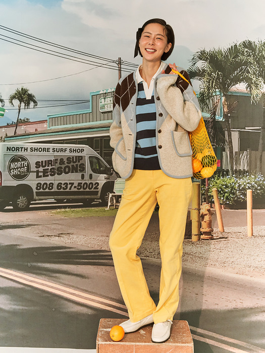MAKALU High-rise straight corduroy pants (Cyber yellow)