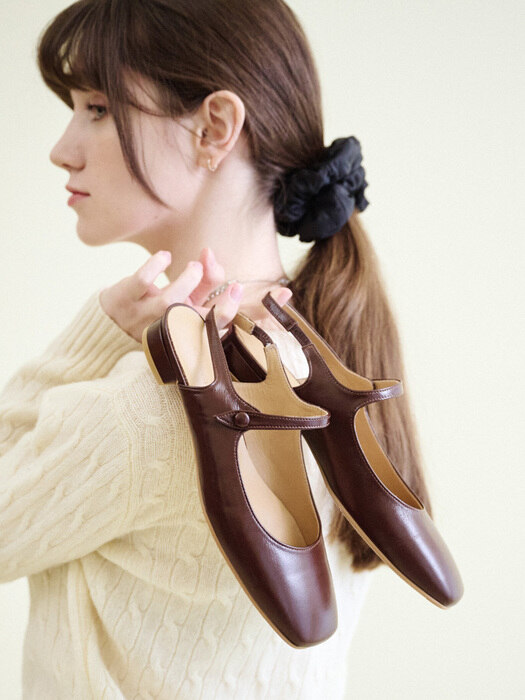 IS_221320 Square Snap Slingback(Choco Brown)