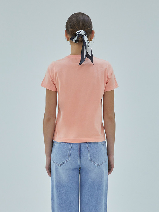 W EMBROIDERY TEE coral