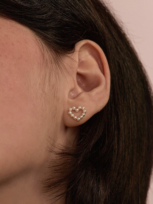 [단독] 14K Heart Pearl Earrings