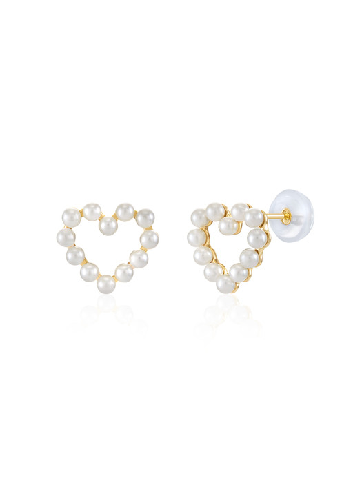 [단독] 14K Heart Pearl Earrings