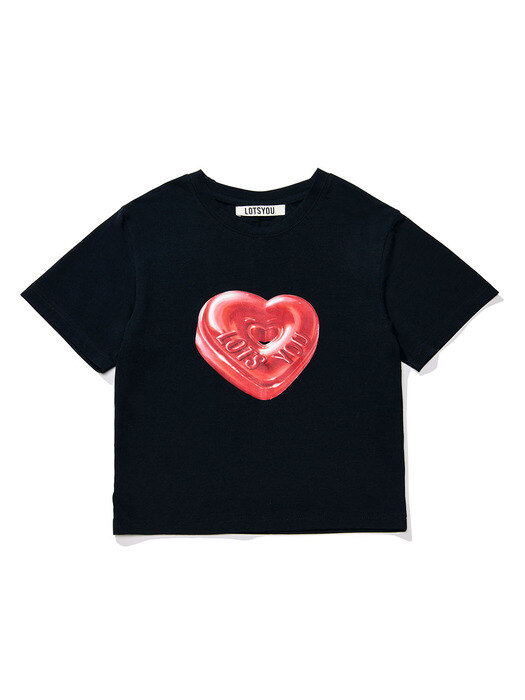 lotsyou_THE FRIEND HEART CANDY Tee Black