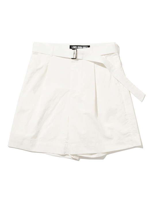 belted cotton short off white