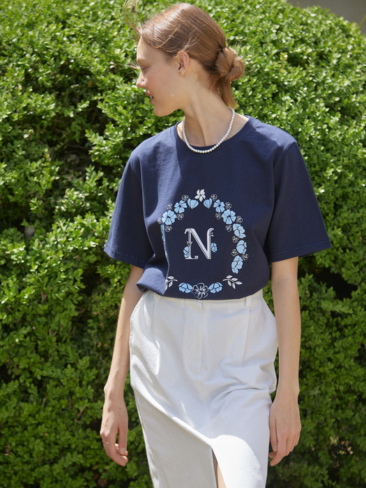 Floral Circle T-shirt - Navy