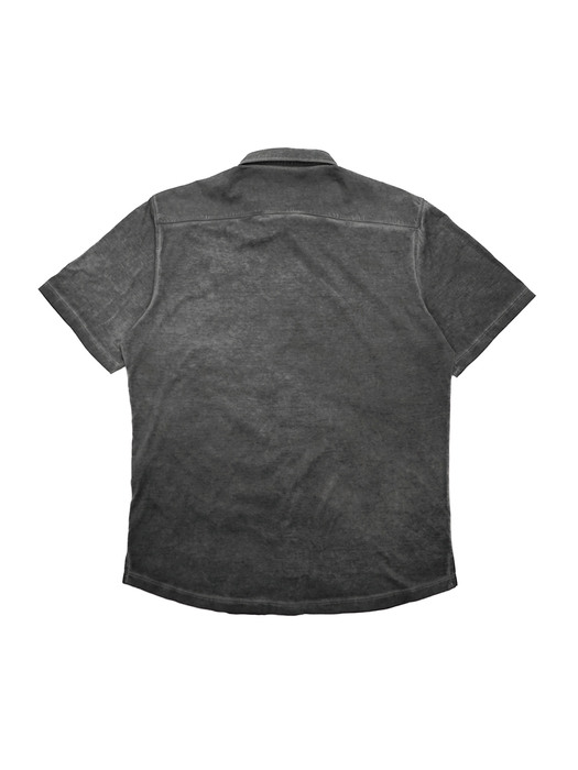 rocky full open collar t-shirt - charcoal
