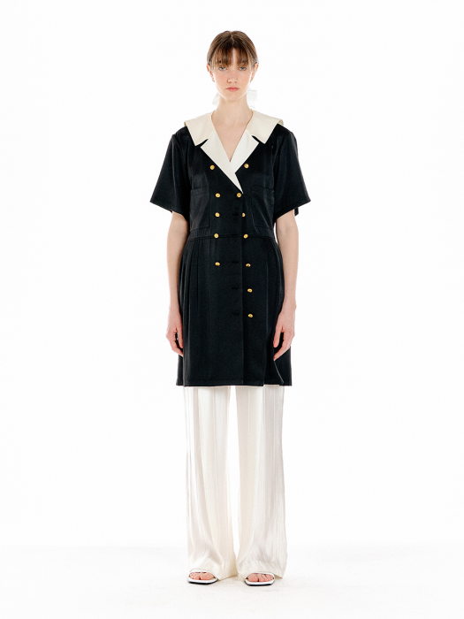 UALO Sailor Collar Mini Dress  - Black/Ivory