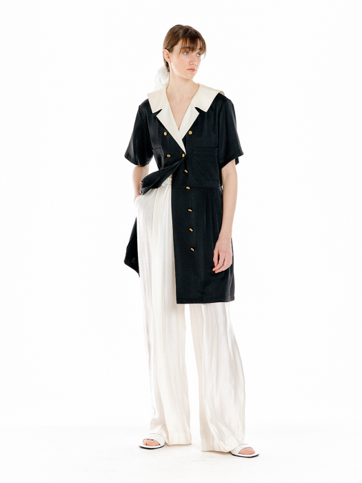 UALO Sailor Collar Mini Dress  - Black/Ivory
