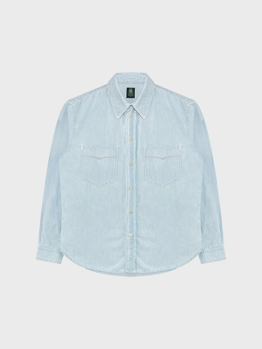 Light Blue Embroidered Denim Shirts