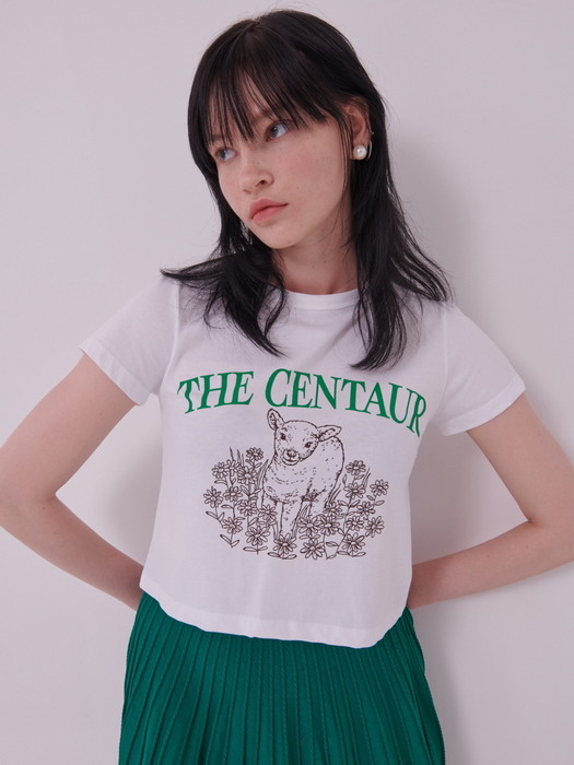 [EXCLUSIVE][TC22SSTOP34WH] FLOWER SHEEP CROPPED TSHIRT [WHITE]