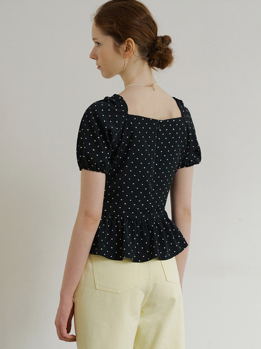 monts 1507 dot wrap flared blouse (black dot)