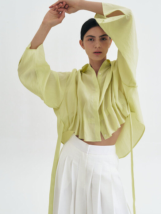 CROPED LOOSE BLOUSE_LIME