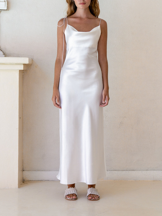 Kristen White Satin Slip Dress