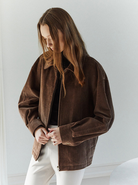 Oversized Corduroy Jacket_Brown