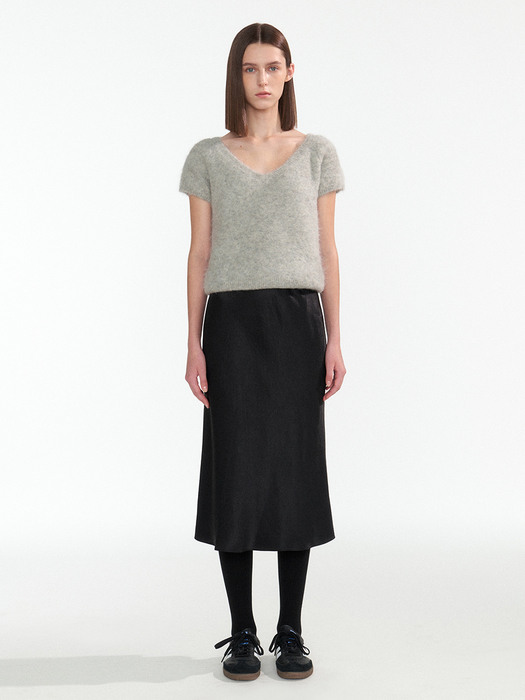 Satin flared skirt (Black)