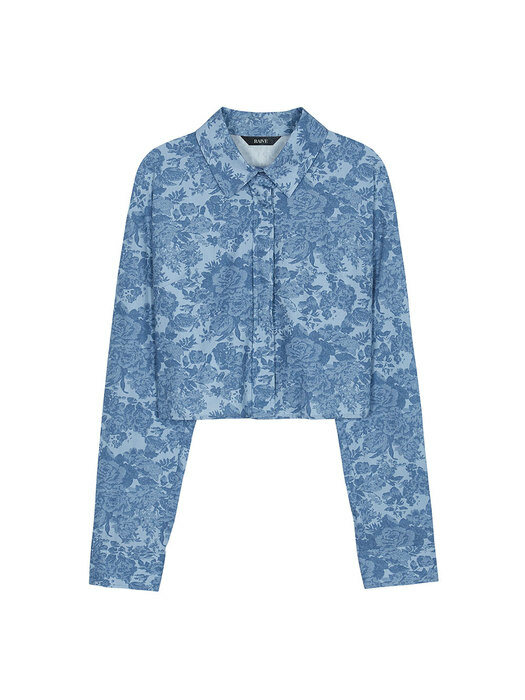 Rose-print Cropped Shirts  in Blue VW2AB341-22