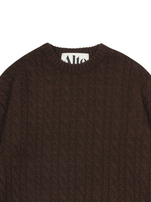 CABLE KNIT PULLOVER _ BROWN