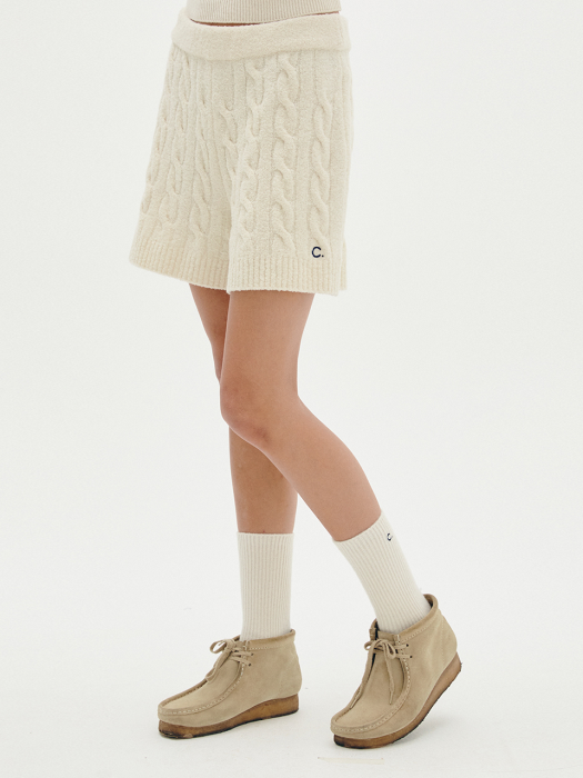 Cable Knit Shorts (Ivory)