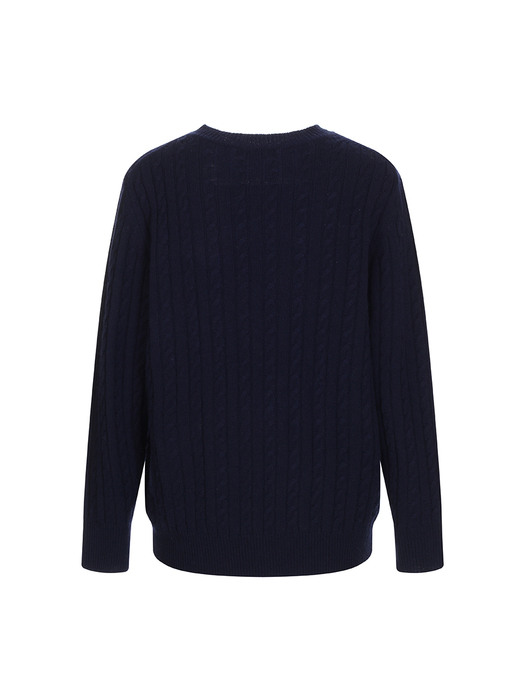  cable wool cash knit_navy
