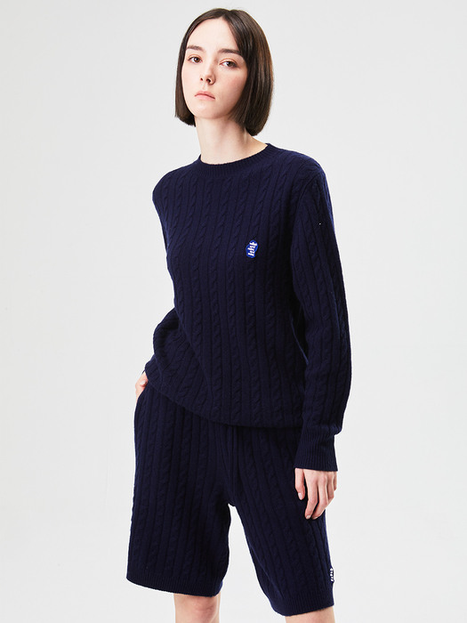  cable wool cash knit_navy