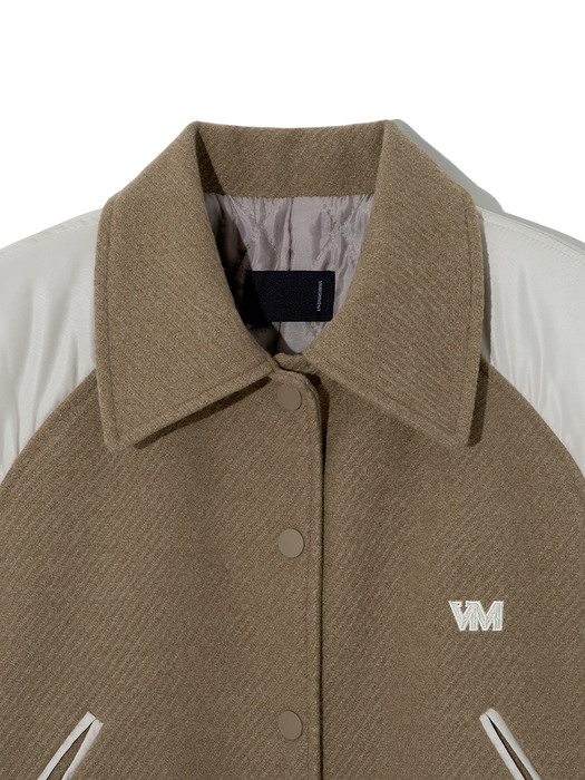 Wool padded stadium jacket_olive