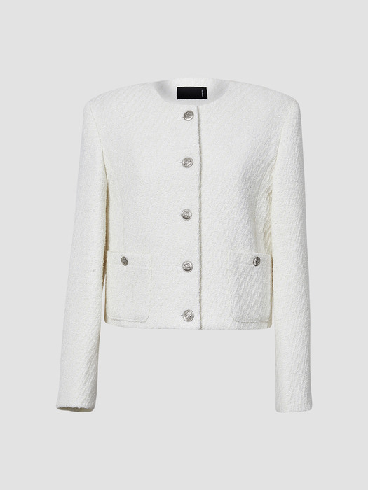 Glitter tweed jacket_white