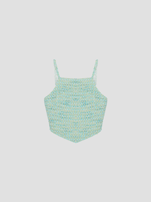 Check Pattern Tweed Bustier Top Yellow Green WBCSTP006YG