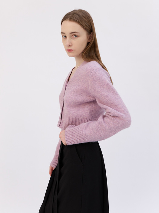 23 Spring_ Melange Purple Cropped Cardigan