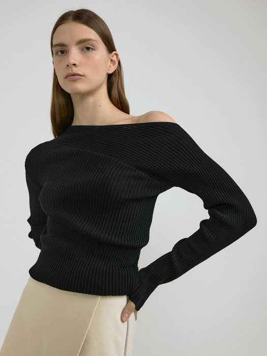 ONE SHOULDER KNIT_2COLOR