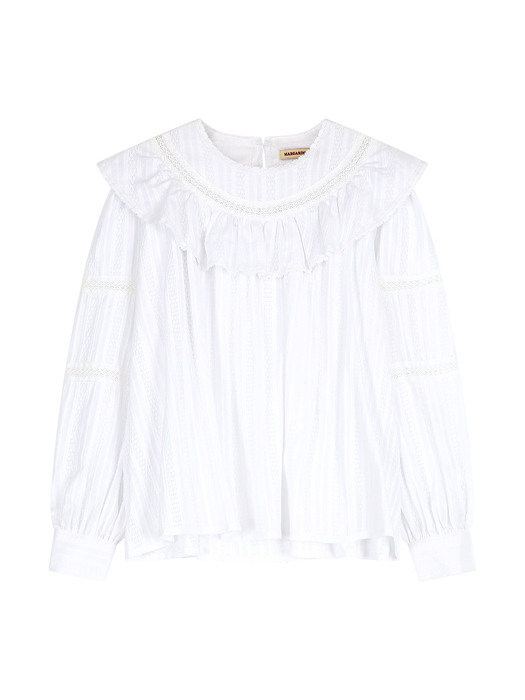 LACE TRIMMING BLOUSE (WHITE)