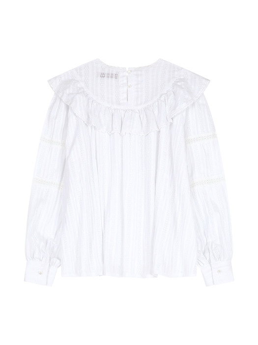 LACE TRIMMING BLOUSE (WHITE)